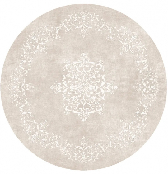 Rund tæppe 'Santi' 200cm - Beige/Hvid