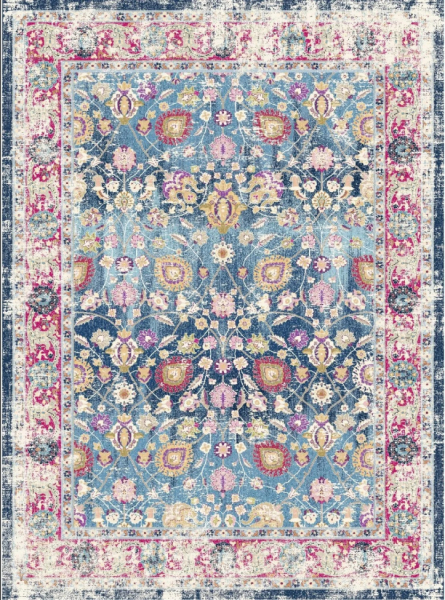 Wilton tæppe 'Bouhjar' 290x390cm - Blå/Rosa/Multi