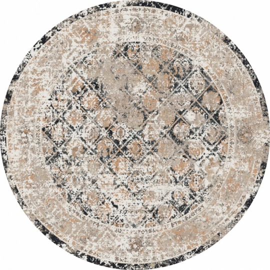 Rund tæppe 'Douz' 120cm - Sort/Multi