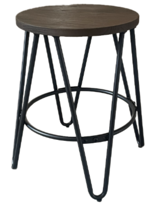 Pall 'Rustic' 45cm - Træ/Stål