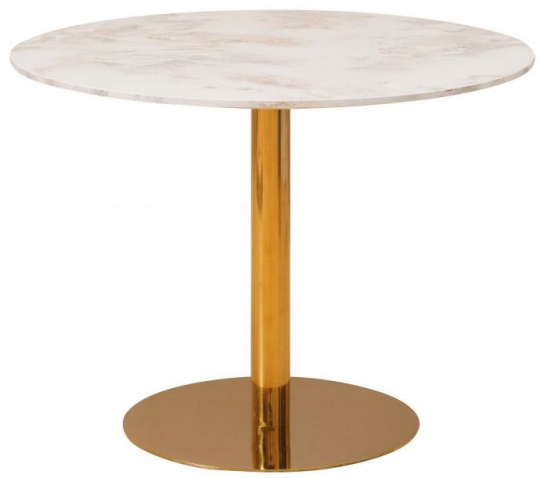 Matbord 'Marbleous' Rundt 100cm - Messing/Hvid