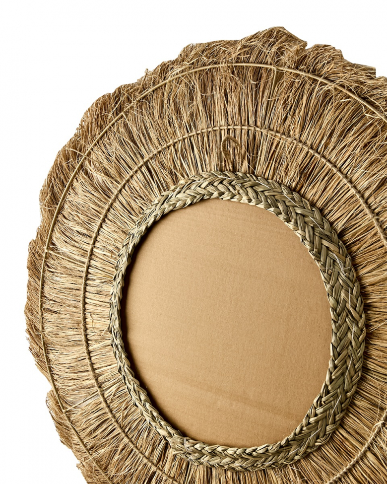 Spejl 'Stina' rund 70cm - Natur