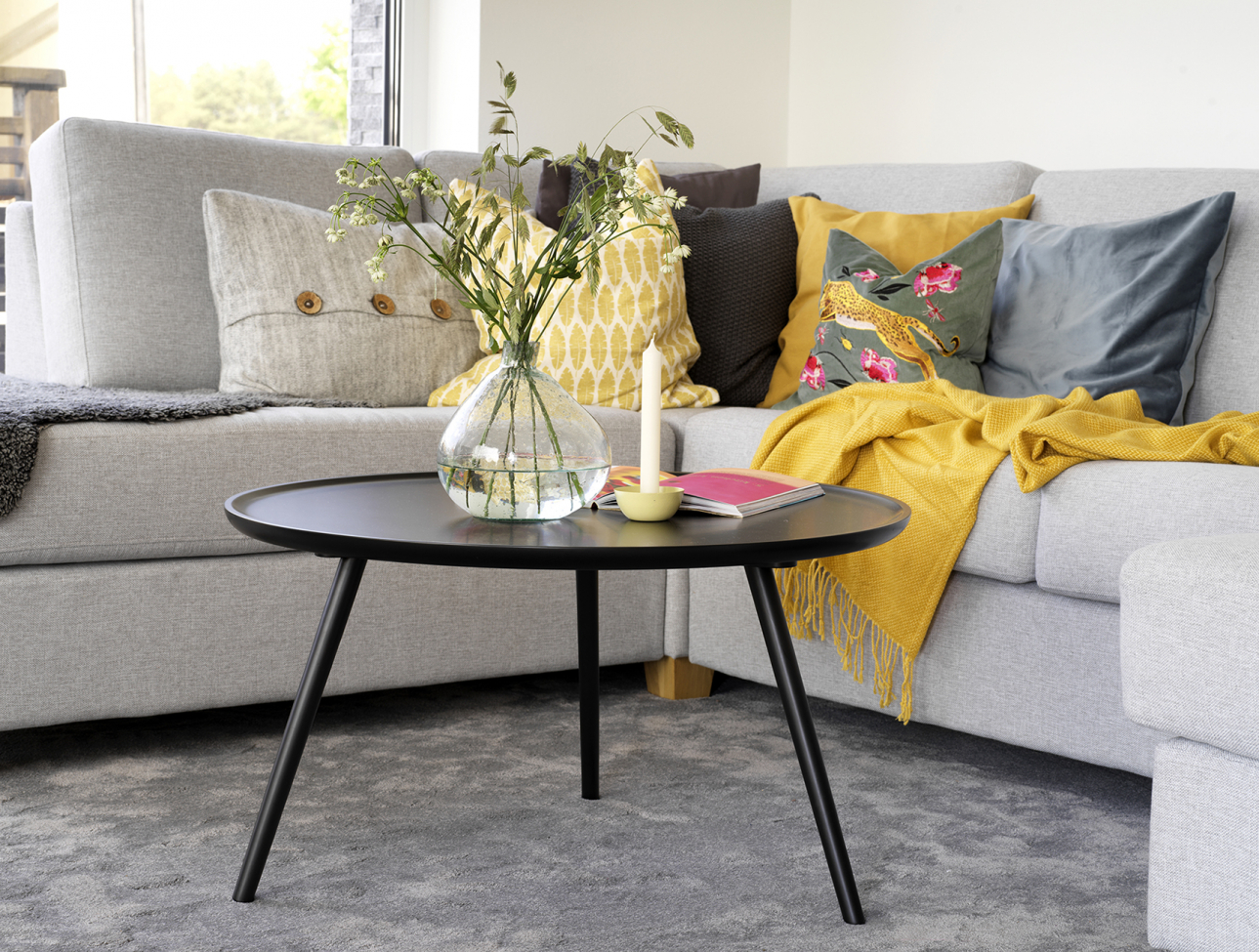 Sofabord 'Daisy' Rundt 80cm - Sort
