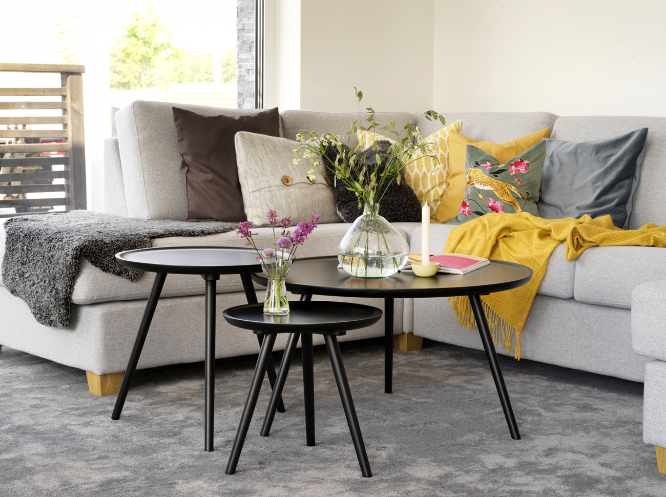 Sofabord 'Daisy' Rundt 80cm - Sort
