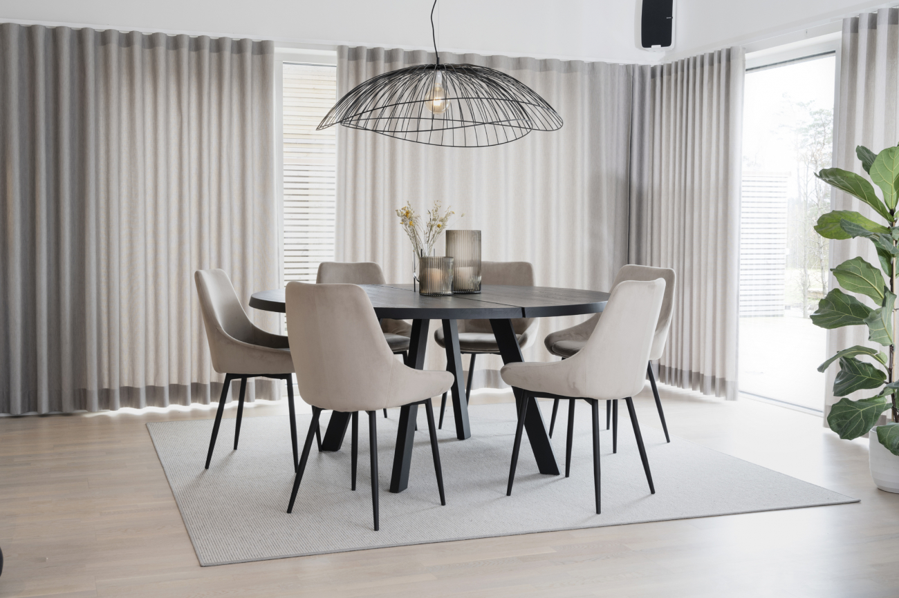 Spisebord 'Fred' Rundt 160cm - Sort