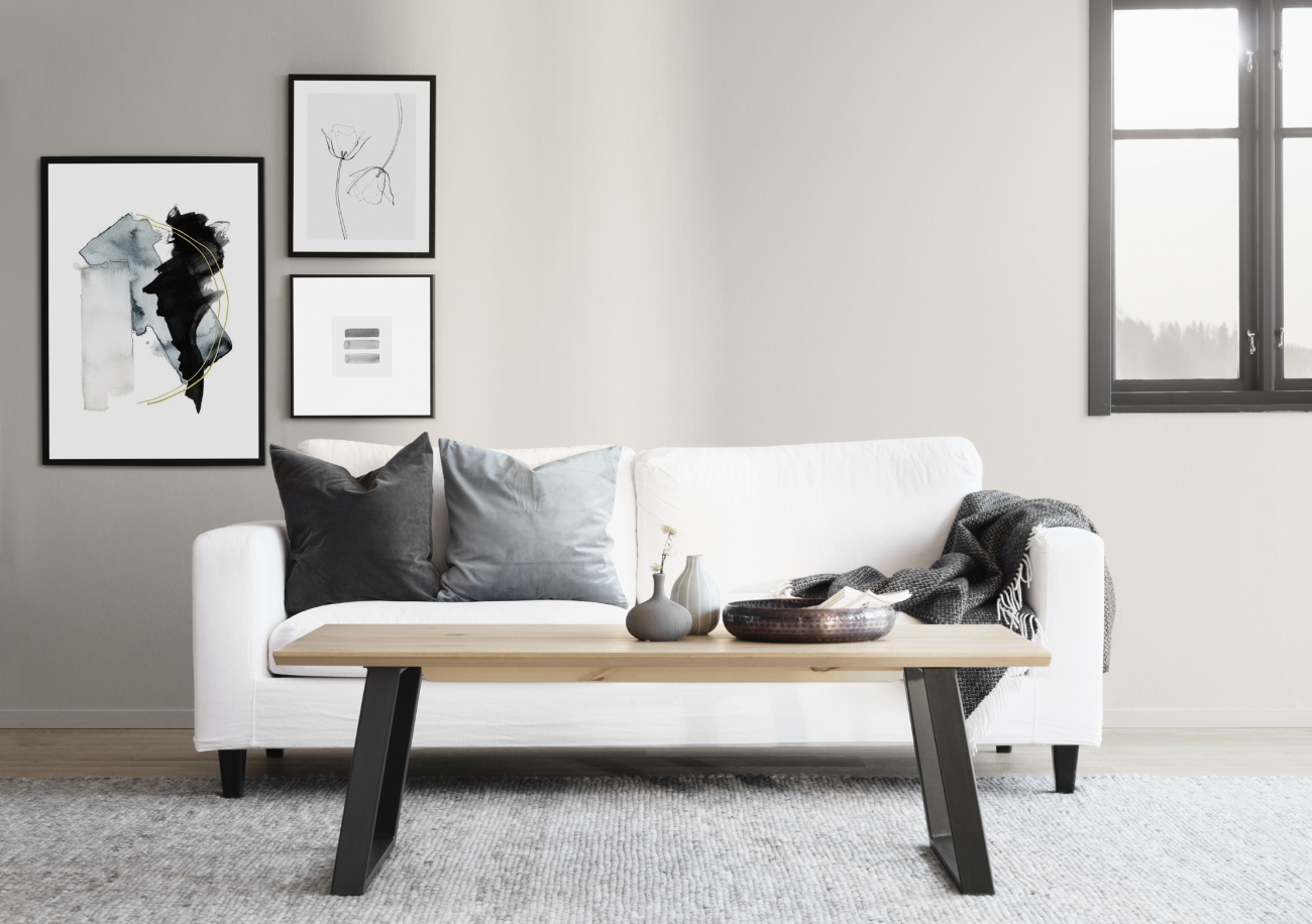 Sofabord 'Melville' 140x65cm - Hvidpigmenteret Eg/Sort
