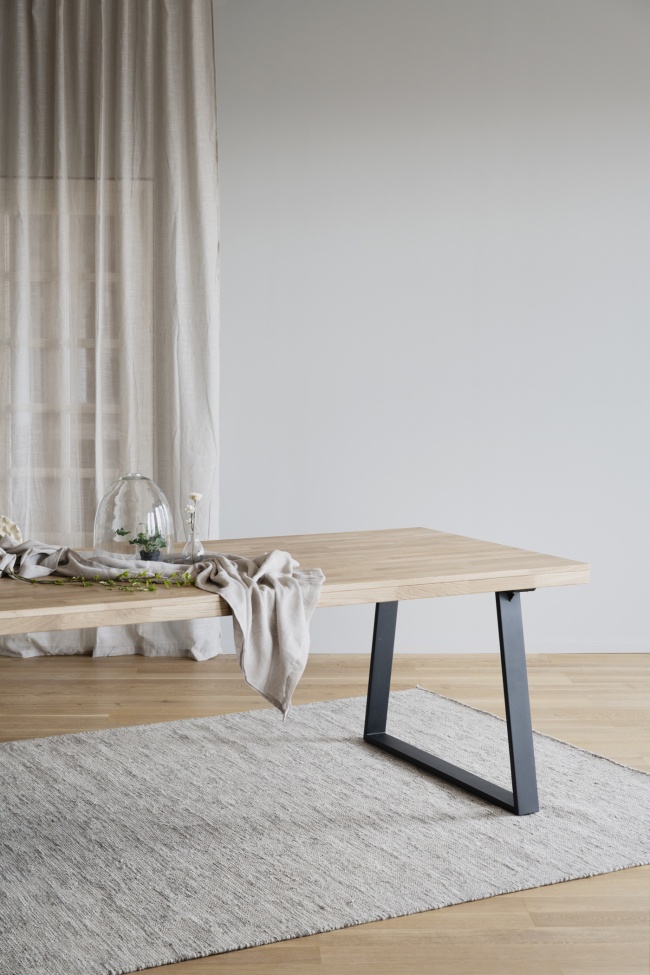 Spisebord 'Brooklyn' 220x95cm - Eg/Sort U-ben