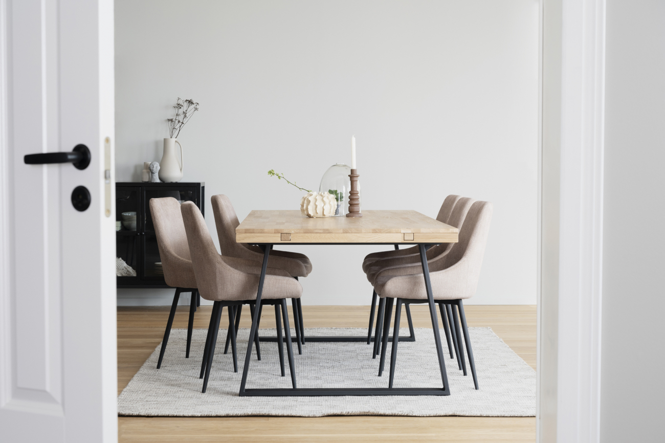 Spisebord 'Brooklyn' 220x95cm - Eg/Sort U-ben