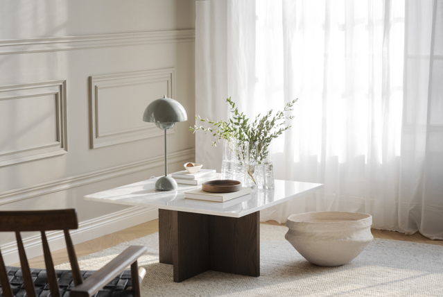Sofabord 'Brooksville' 90x90cm - Hvid/Brun