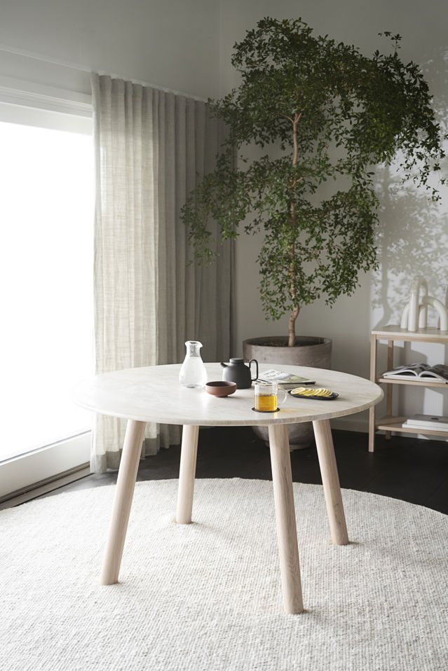Spisebord 'Taransay' Rund 125cm - Beige/ Hvidpigmenteret