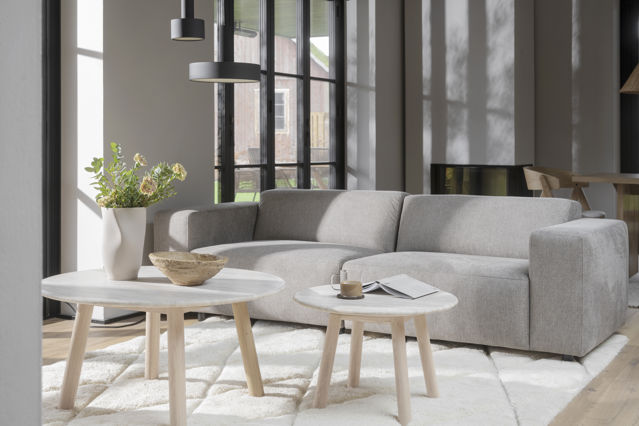 Sofabord 'Taransay' Rund 90cm - Beige/Hvidpigmenteret