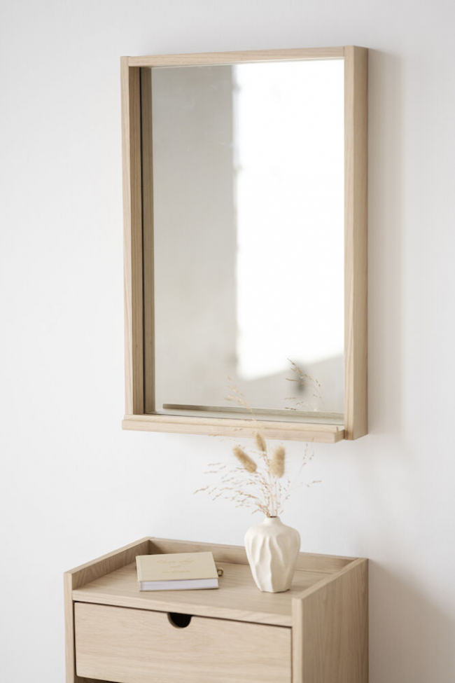 Spejl 'Hillmond' 60x40cm - Lys eg