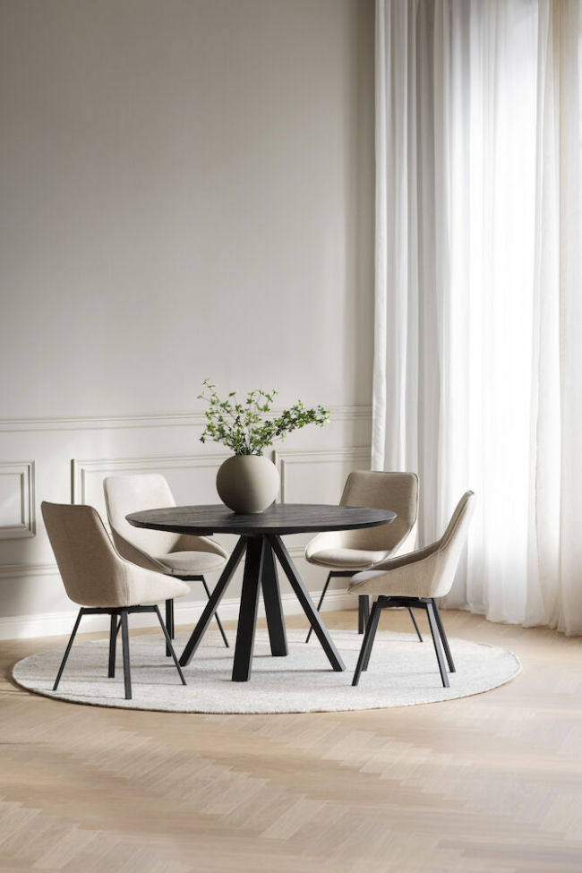 Spisebord 'Carradale' Rund 130cm - Sort/V-ben