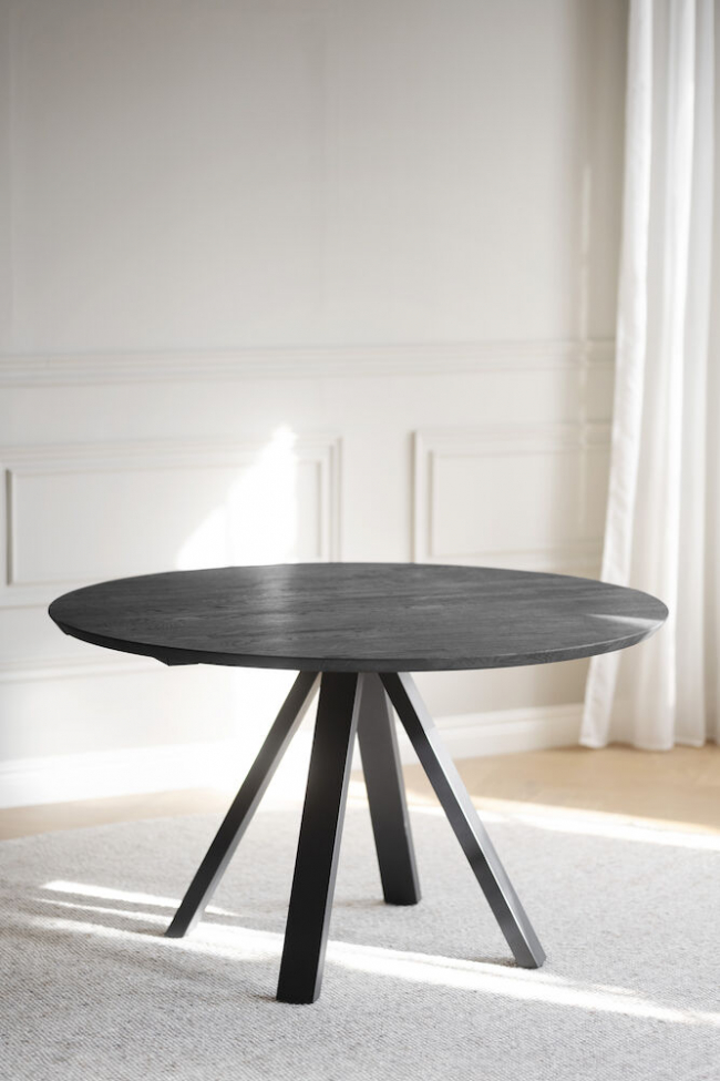 Spisebord 'Carradale' Rund 130cm - Sort/V-ben