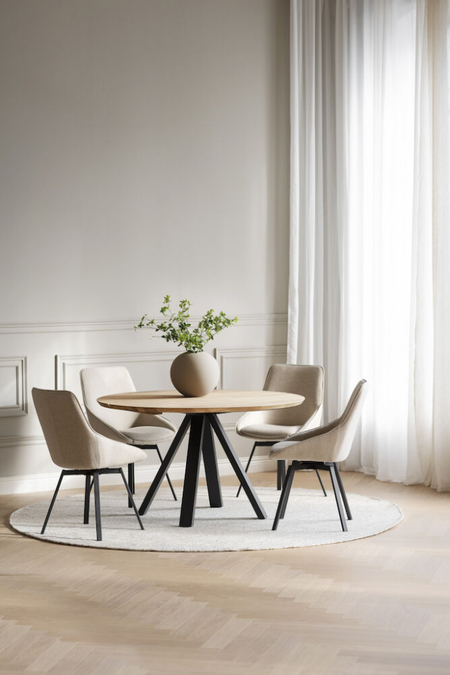 Spisebord 'Carradale' Rund 130cm - Eg/V-ben