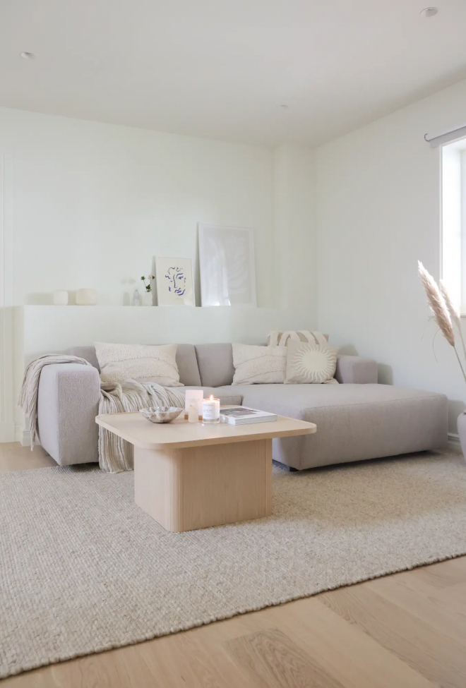 3-personers sofa 'Willard' chaise longue H - Lys beige