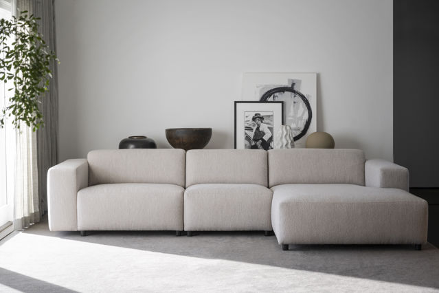 4-personers sofa 'Willard' chaise longue H - Lys beige