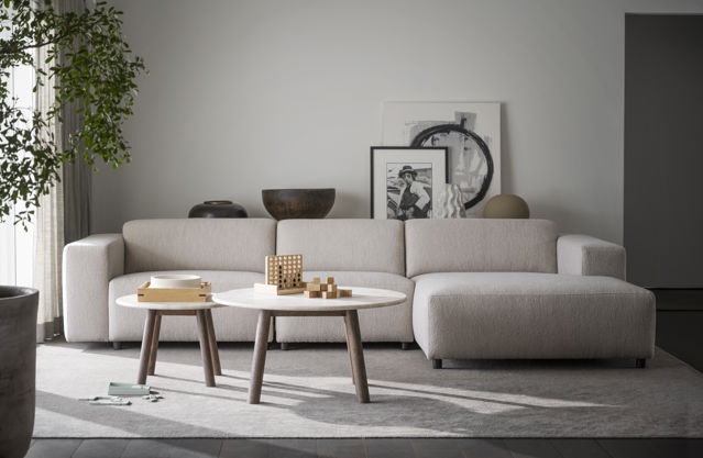 4-personers sofa 'Willard' chaise longue H - Lys beige