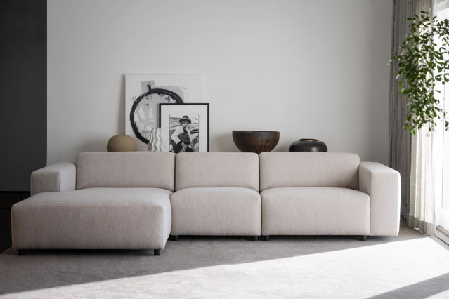 4-personers sofa 'Willard' chaise longue V - Lys beige
