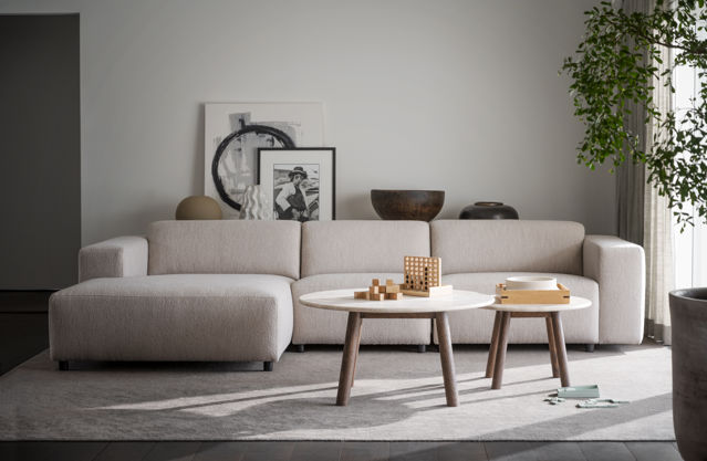 4-personers sofa 'Willard' chaise longue V - Lys beige