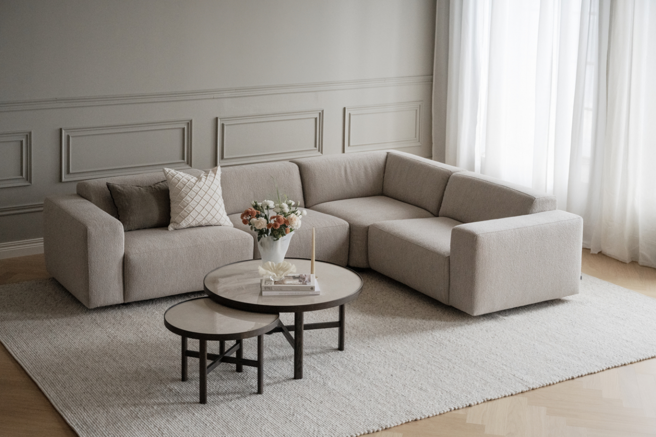 2-personers hjørnesofa 'Willard' - Lys beige