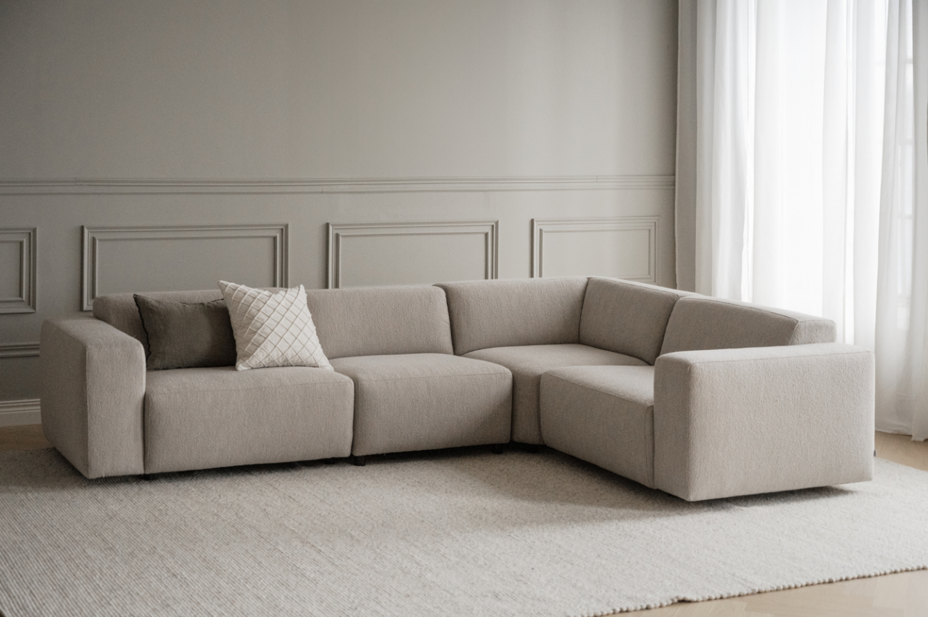 2-personers hjørnesofa 'Willard' - Lys beige