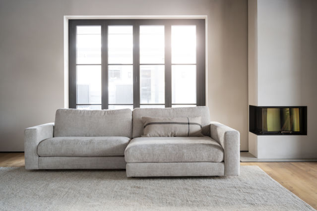 3-personers sofa 'Duncan' chaise longue H - Lys grå