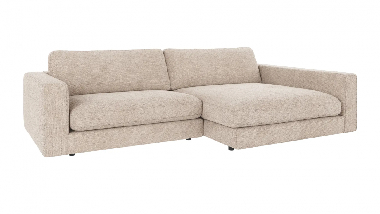 3-personers sofa 'Duncan' chaise longue H - Lys grå