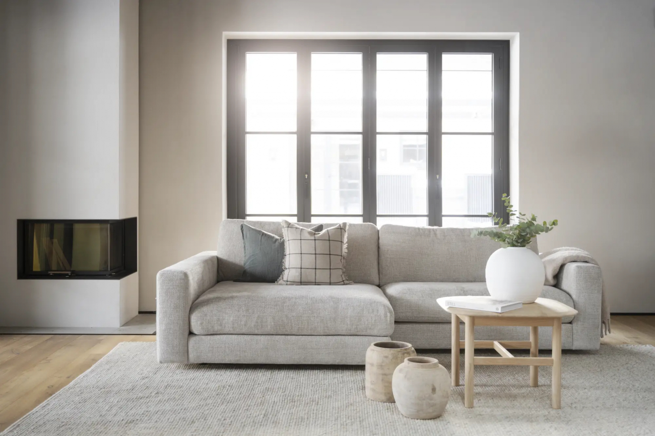 3-personers sofa 'Duncan' chaise longue V - Lys grå