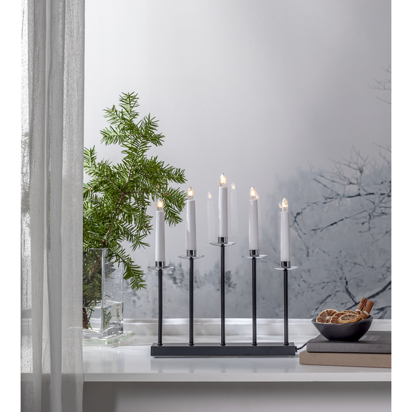 Adventslysestage 'Greta' - Sort/Sølv