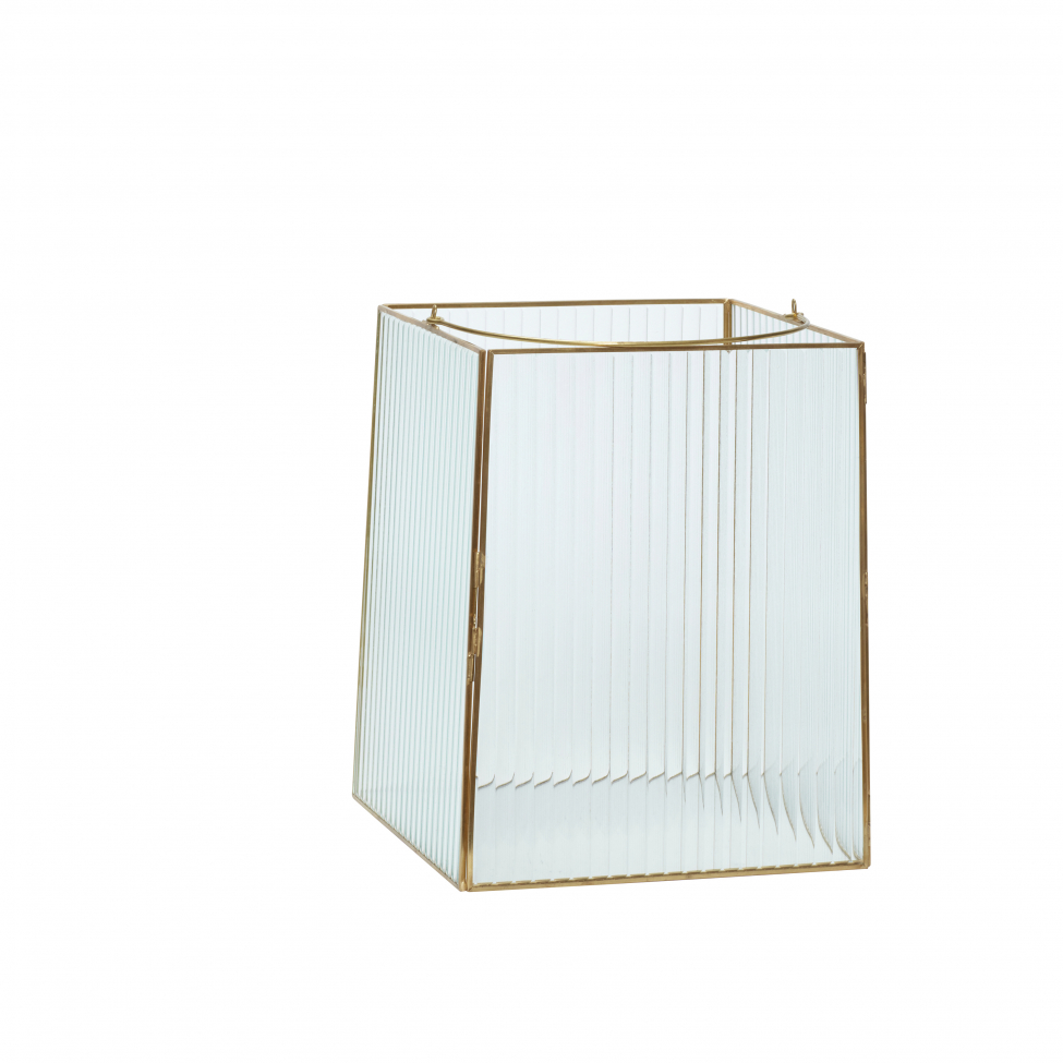 Lanterne 2-pack 'Ripple' - Messing/Glas