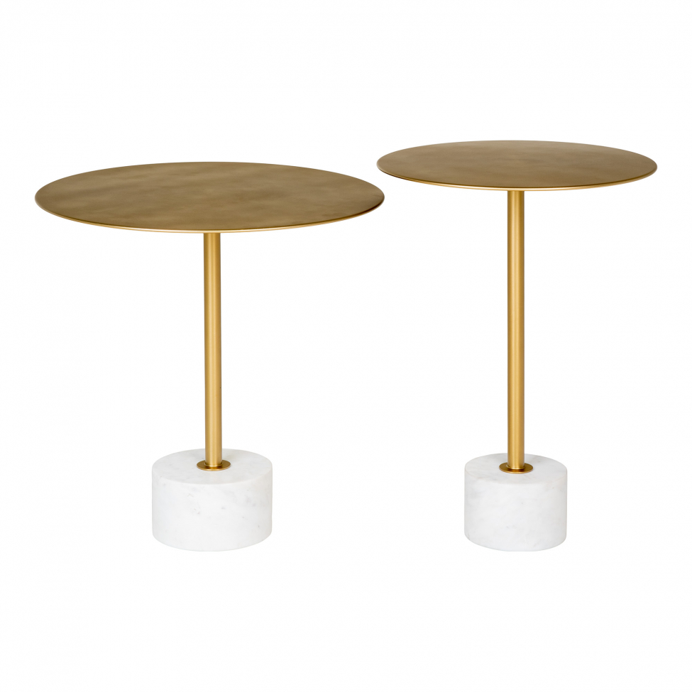 Sofabord 'Lecco' Rund 51cm - Marmor/Messing