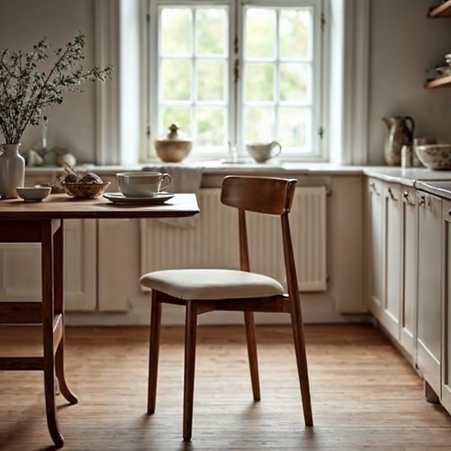 Stol 'Ystad' - Valnød/beige