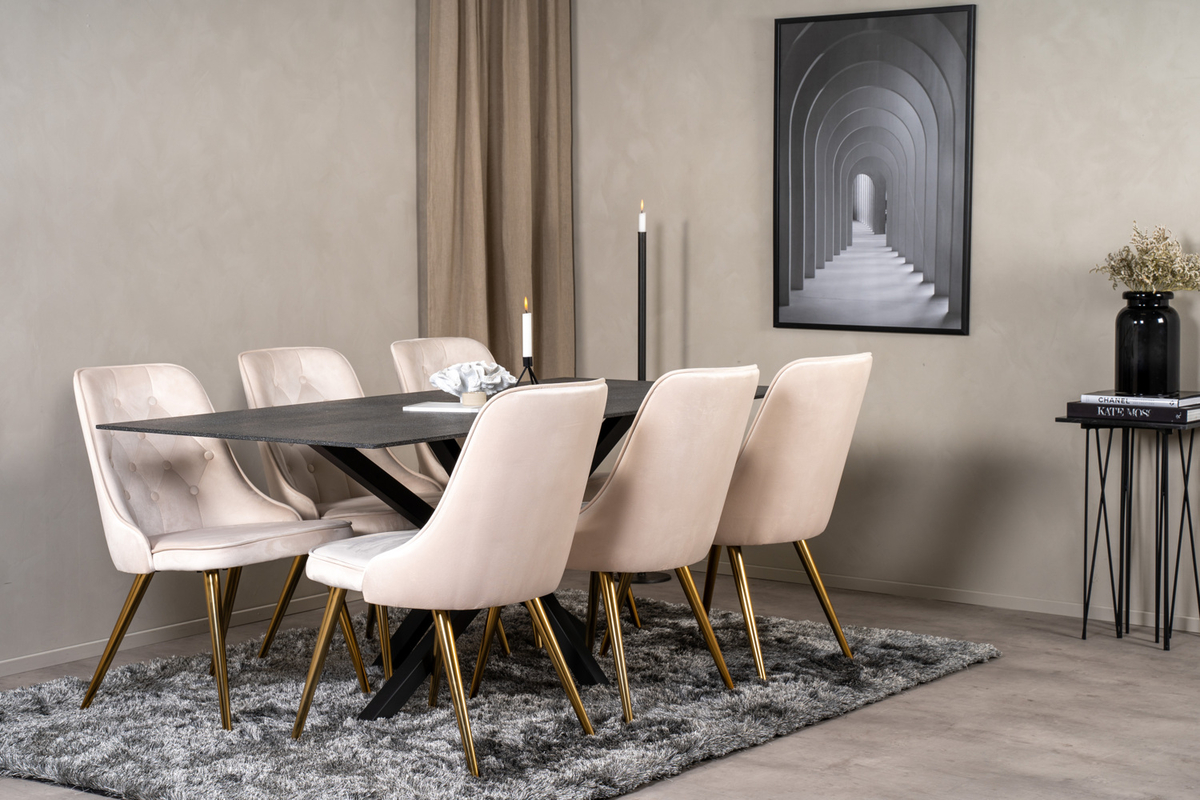 Stol 'Elverum Deluxe' - Beige/Messing