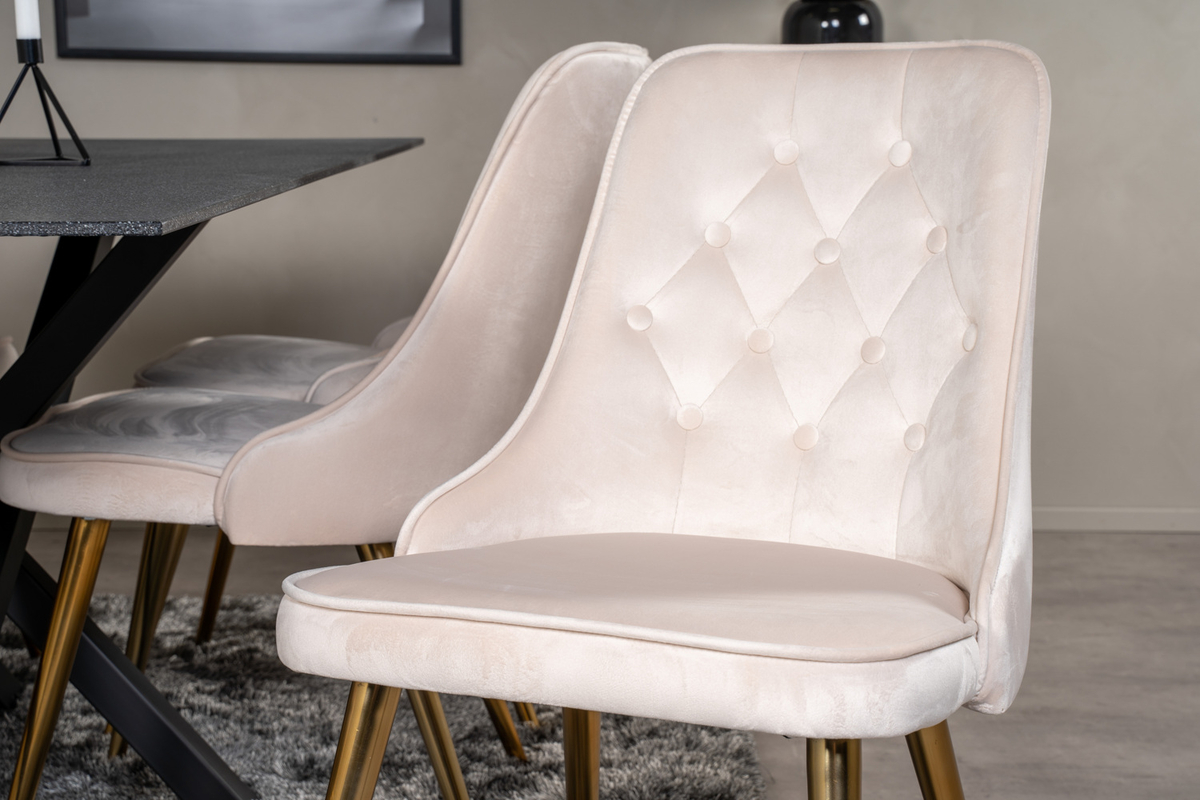 Stol 'Elverum Deluxe' - Beige/Messing
