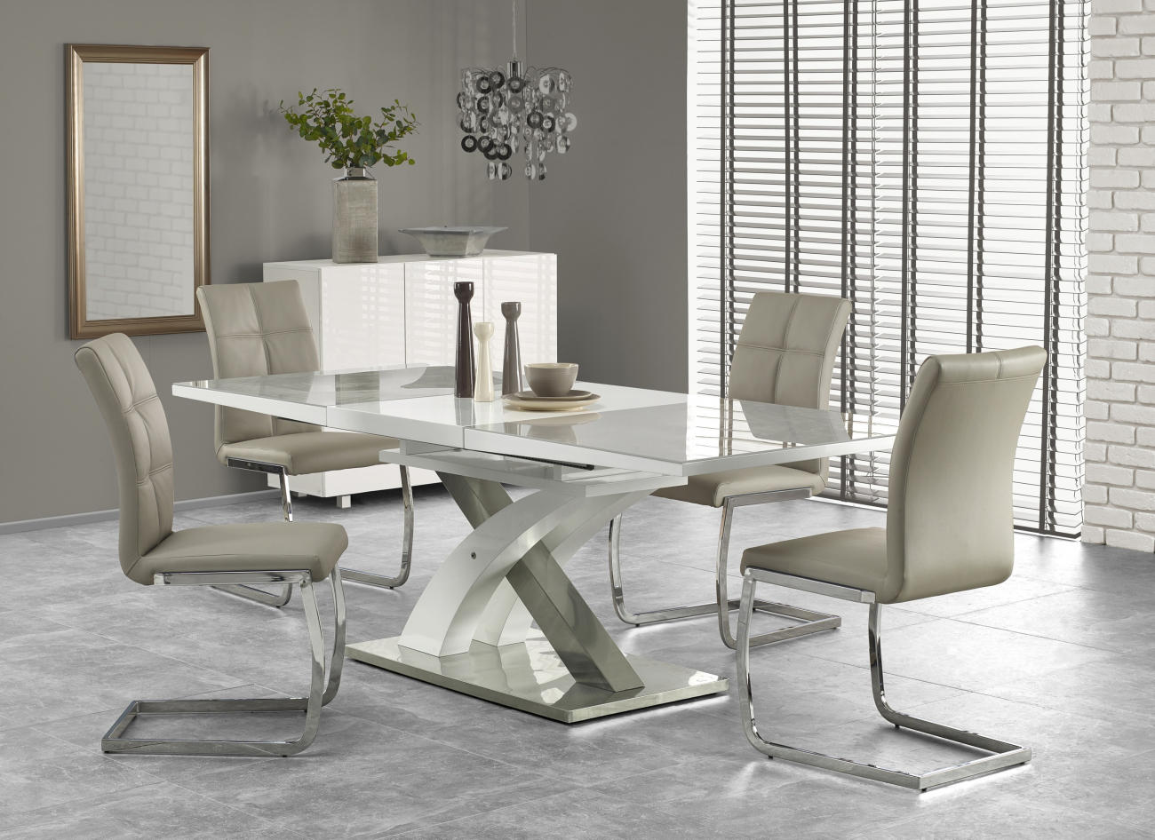 Spisebord 'Sandor' 160-220cm - Hvid