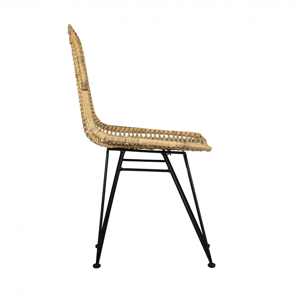 Stol 'Striped rattan' - Natur/Sort
