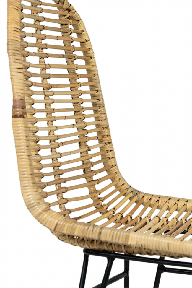 Stol 'Striped rattan' - Natur/Sort