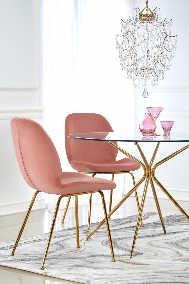 Spisebord 'Rondo' Rund 110cm - Transparent/Guld