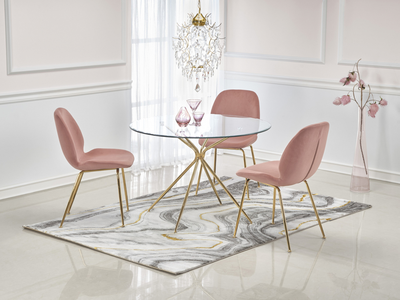 Spisebord 'Rondo' Rund 110cm - Transparent/Guld