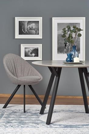 Spisebord 'Barlog' Rund 100cm - Grå/Sort