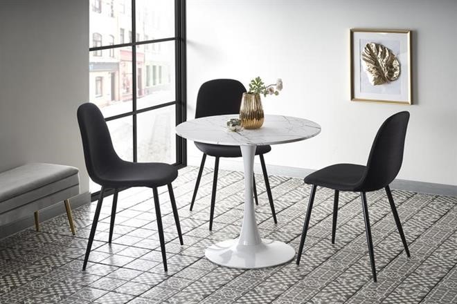 Spisebord 'Lorca' Rundt 80cm - Marmor/Hvid