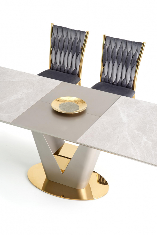 Spisebord 'Valentino' 160-220cm - Grå/messing