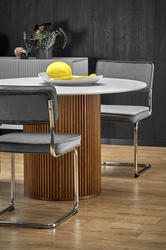 Spisebord 'Bruno' Rundt 120cm - Valnød/marmor