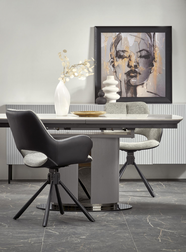 Spisebord 'Dancan' 160-220cm - Grå/marmor