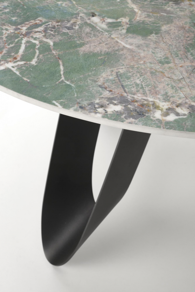 Spisebord 'Giovanni' Rundt 135cm - Grøn/sort