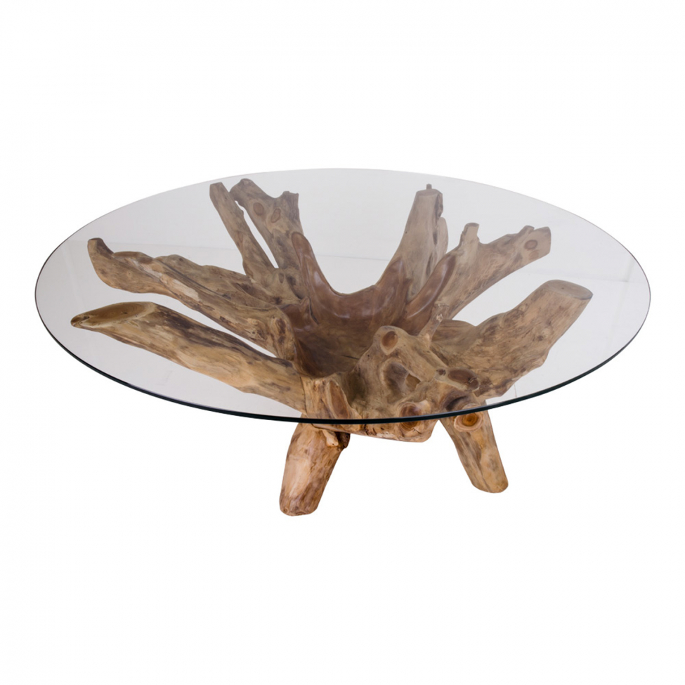Sofabord 'Amazonas' - Natur/Glas