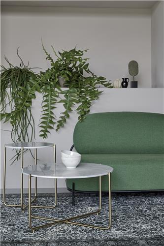 Sofabord 'Timpa' Rund 70cm - Marmor/Guld