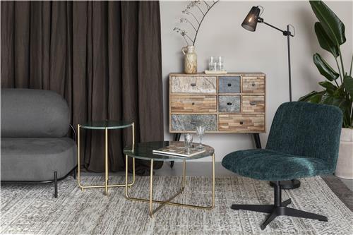 Sofabord 'Timpa' Rund 70cm  - Grøn marmor/Guld