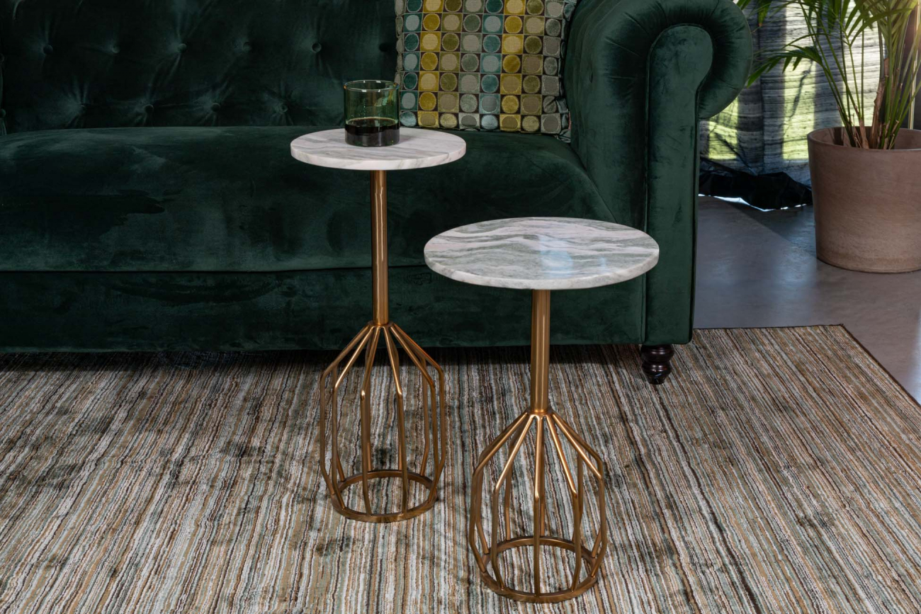 Sidebord 'Salerno' M - Messing/Marmor
